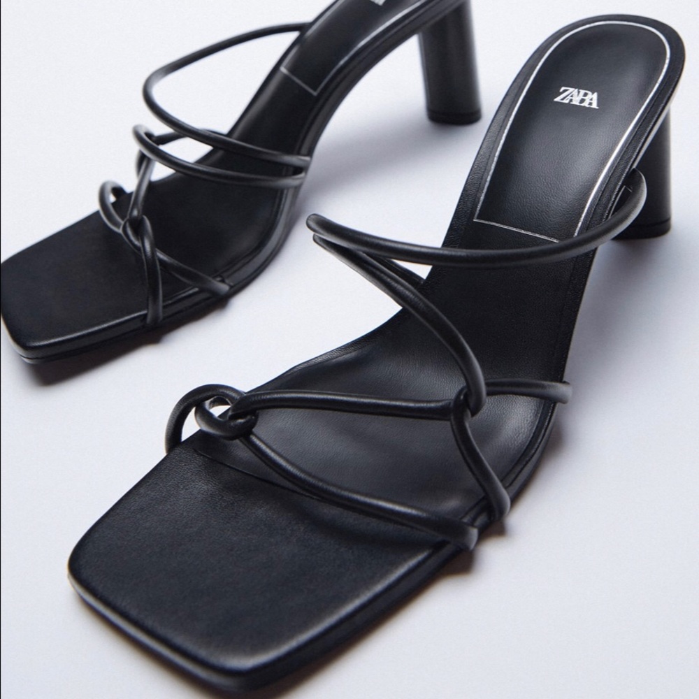 Zara Rolled Strap Heeled Sandals